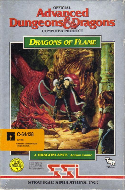 Dragons of Flame box art for Commodore 64